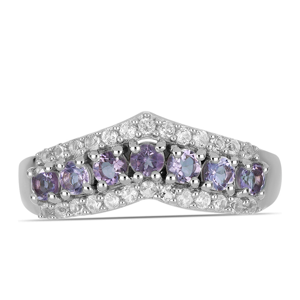 Anillo de Plata con Amatista Rosa de Francia y Topacio Blanco 1 