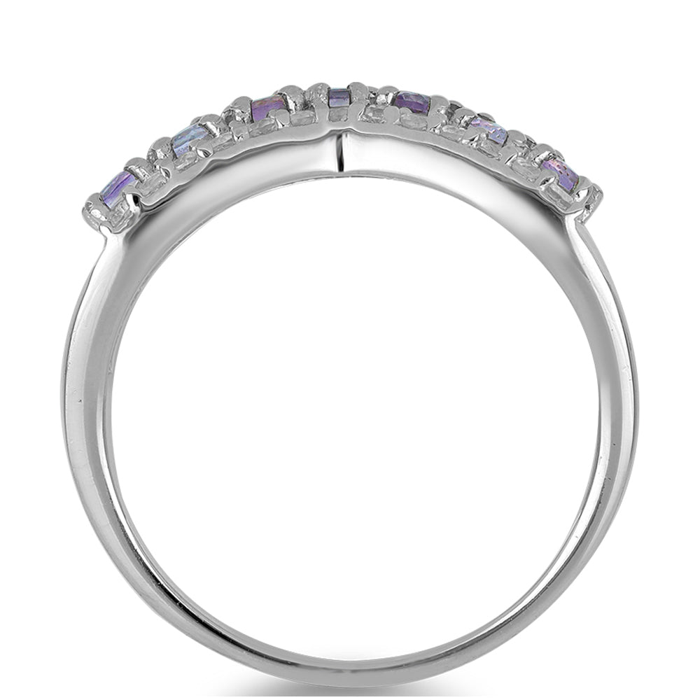 Anillo de Plata con Amatista Rosa de Francia y Topacio Blanco