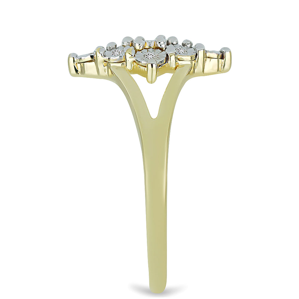 Anillo de Plata Bañada en Oro con Diamante blanco 4 
