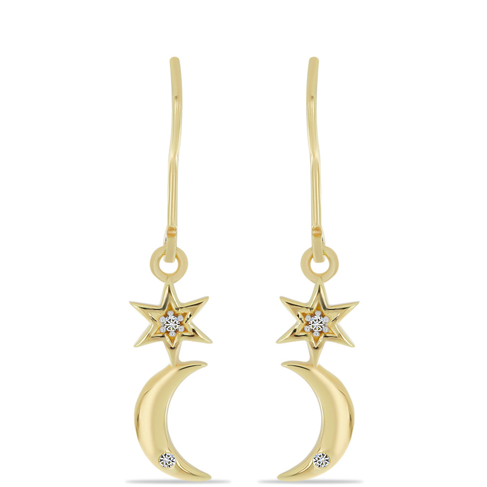 Pendientes de Plata Bañada en Oro con Diamante blanco 1 