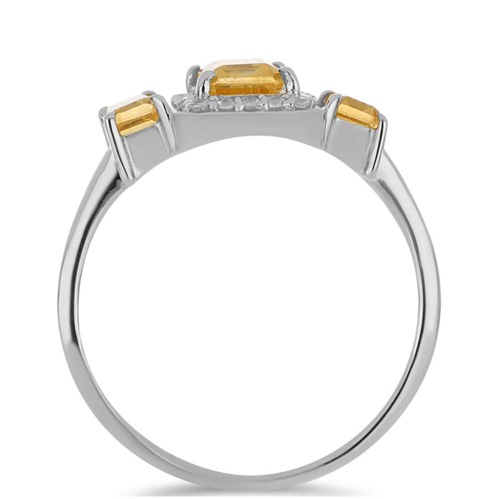 Anillo de Plata con Citrino de los Montes Urales y Topacio Blanco 2 