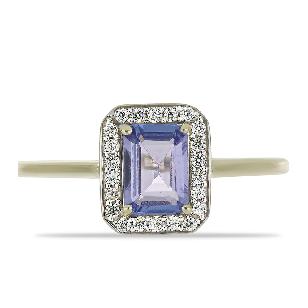 Anillo de Oro 9K con Tanzanita AAA y Zircón blanco natural 1 
