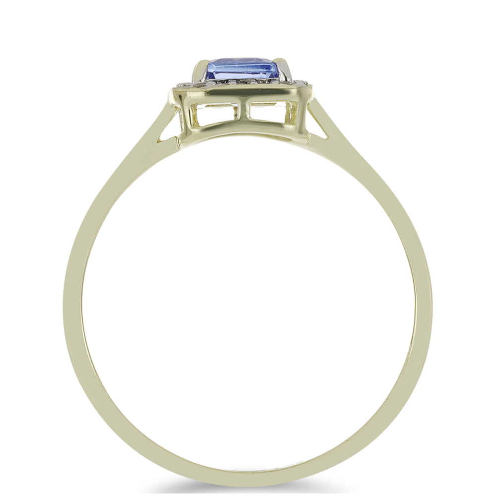Anillo de Oro 9K con Tanzanita AAA y Zircón blanco natural 2 