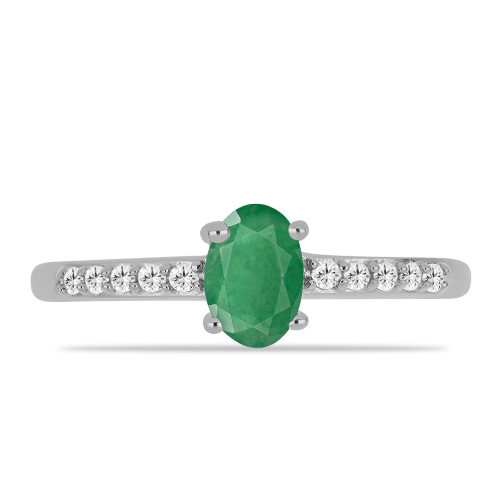 Anillo de Plata con Esmeralda de Brasil y Topacio Blanco 1 