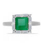 Anillo de Plata con Esmeralda de Brasil y Diamante blanco