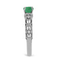 Anillo de Plata con Esmeralda de Brasil y Diamante blanco