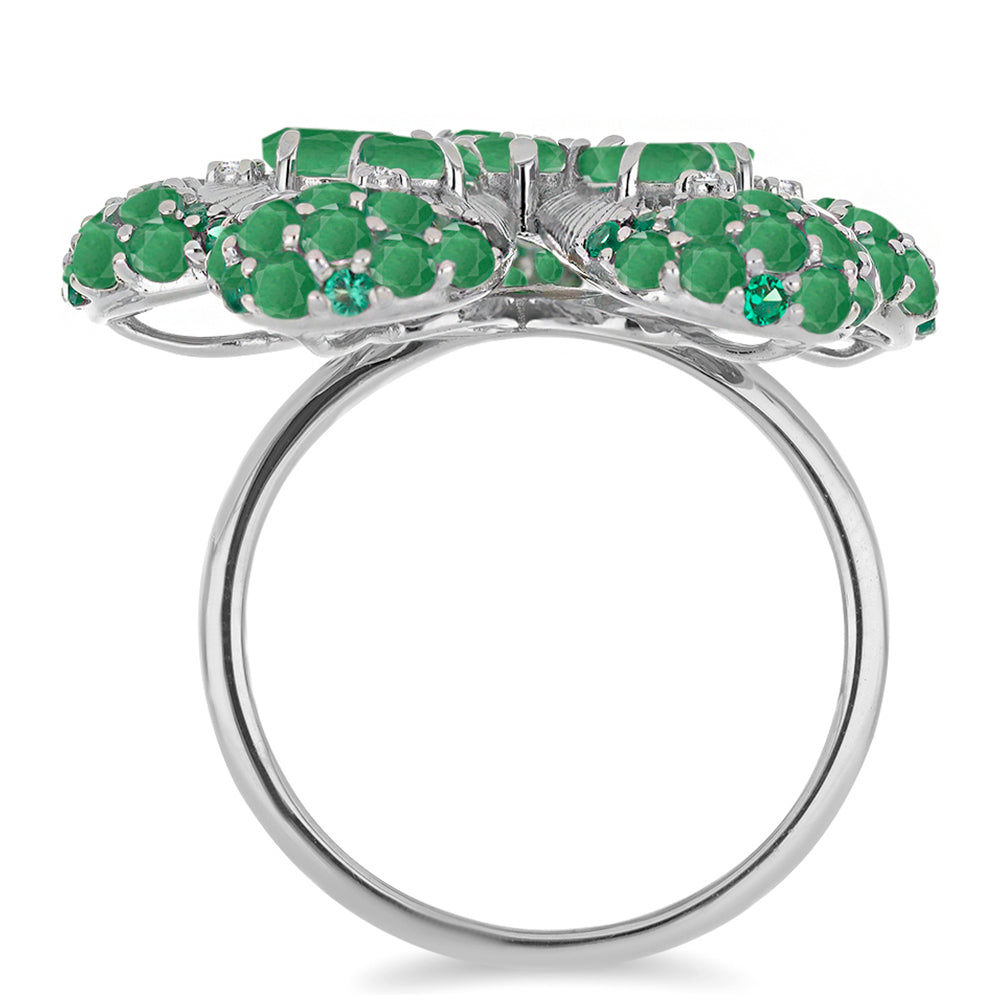 Anillo de Plata con Esmeralda de Brasil y Diamante blanco 2 