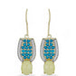Pendientes de Plata Bañada en Oro con Serpentina Amarilla y Ópalo Azul Paraiba de Etiopía