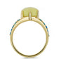 Anillo de Plata Bañada en Oro con Serpentina Amarilla y Ópalo Azul Paraiba de Etiopía