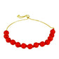 Pulsera de Plata Bañada en Oro con Coral Rojo