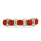 Anillo de Plata Bañada en Oro con Coral Rojo y Topacio Blanco