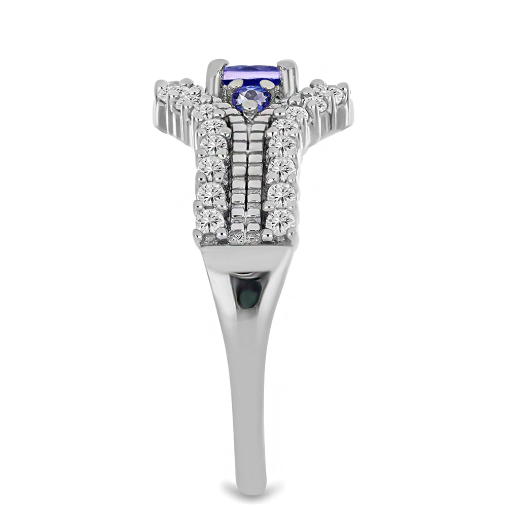 Anillo de Plata con Tanzanita y Topacio Blanco 4 