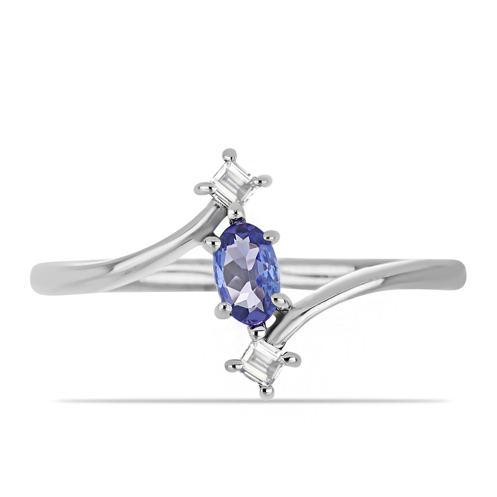 Conjunto de Plata con Tanzanita y Topacio Blanco ( Pendientes +Anillo ) 2 