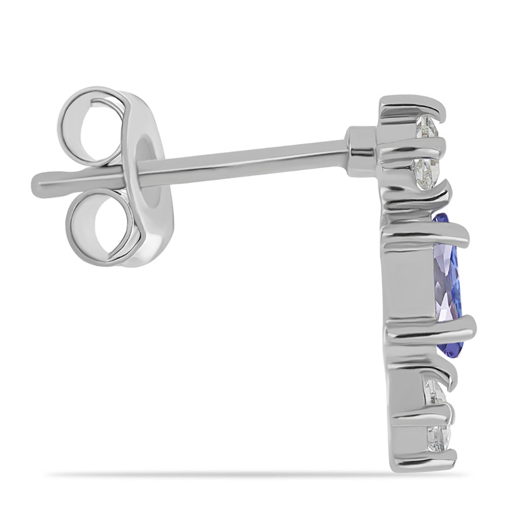Conjunto de Plata con Tanzanita y Topacio Blanco ( Pendientes +Anillo )