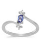 Conjunto de Plata con Tanzanita y Topacio Blanco ( Pendientes +Anillo )