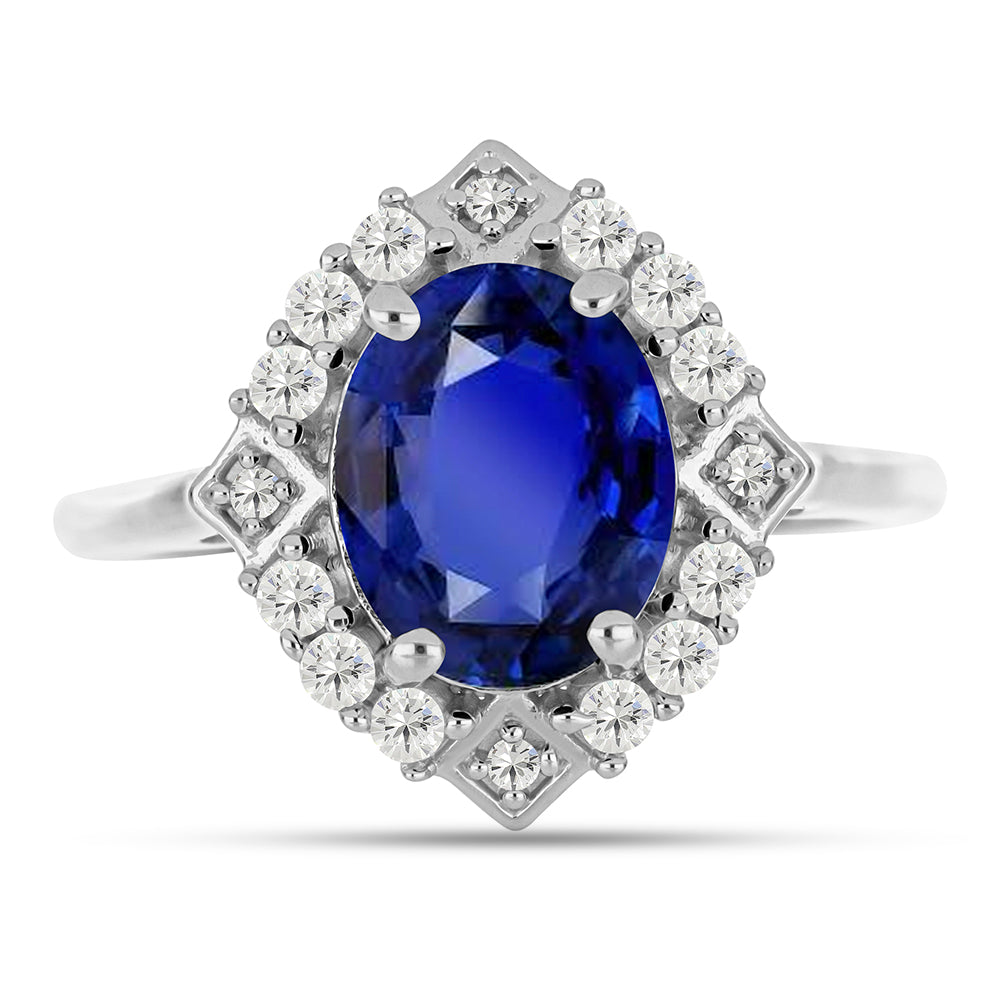 Anillo de Plata con Zafiro Azul Australiano y Topacio Blanco 1 