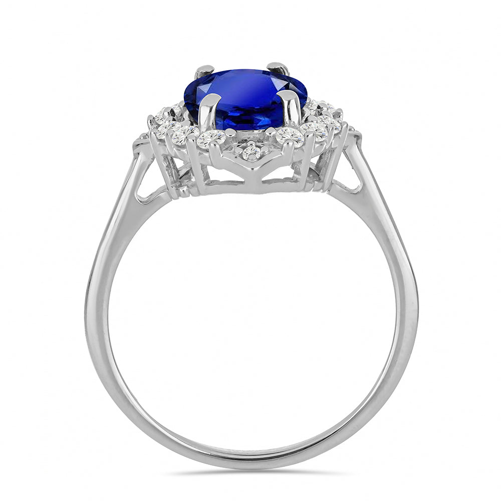 Anillo de Plata con Zafiro Azul Australiano y Topacio Blanco 2 
