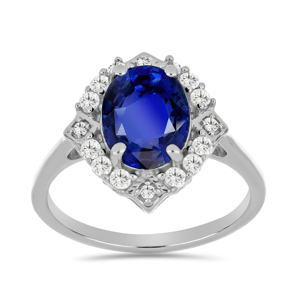 Anillo de Plata con Zafiro Azul Australiano y Topacio Blanco