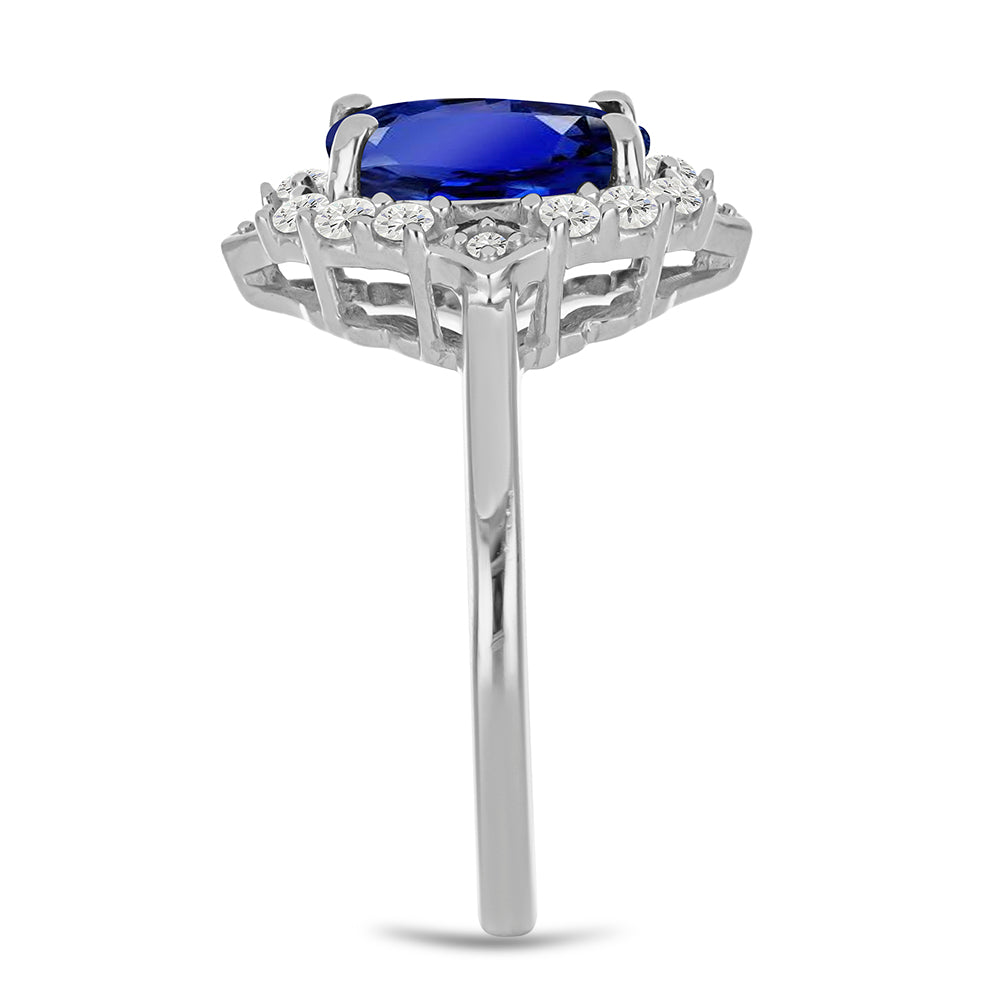 Anillo de Plata con Zafiro Azul Australiano y Topacio Blanco 4 