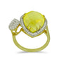 Anillo de Plata Bañada en Oro con Calcedonia Limón y Topacio Blanco