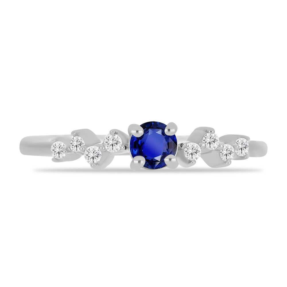 Anillo de Plata con Zafiro Azul Australiano y Topacio Blanco 5 