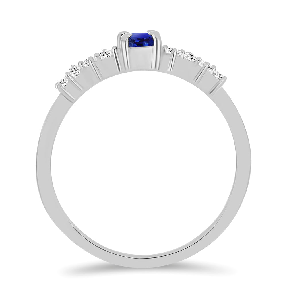 Anillo de Plata con Zafiro Azul Australiano y Topacio Blanco 2 