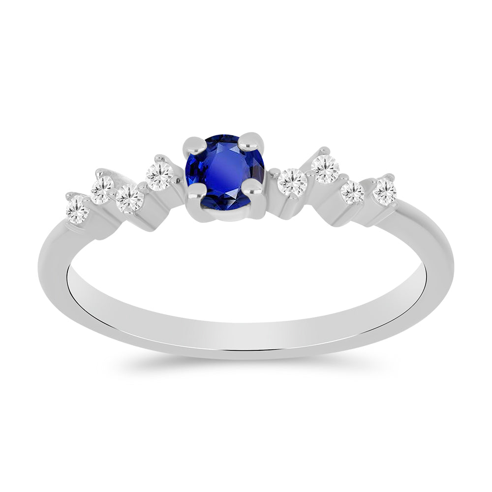 Anillo de Plata con Zafiro Azul Australiano y Topacio Blanco 7 