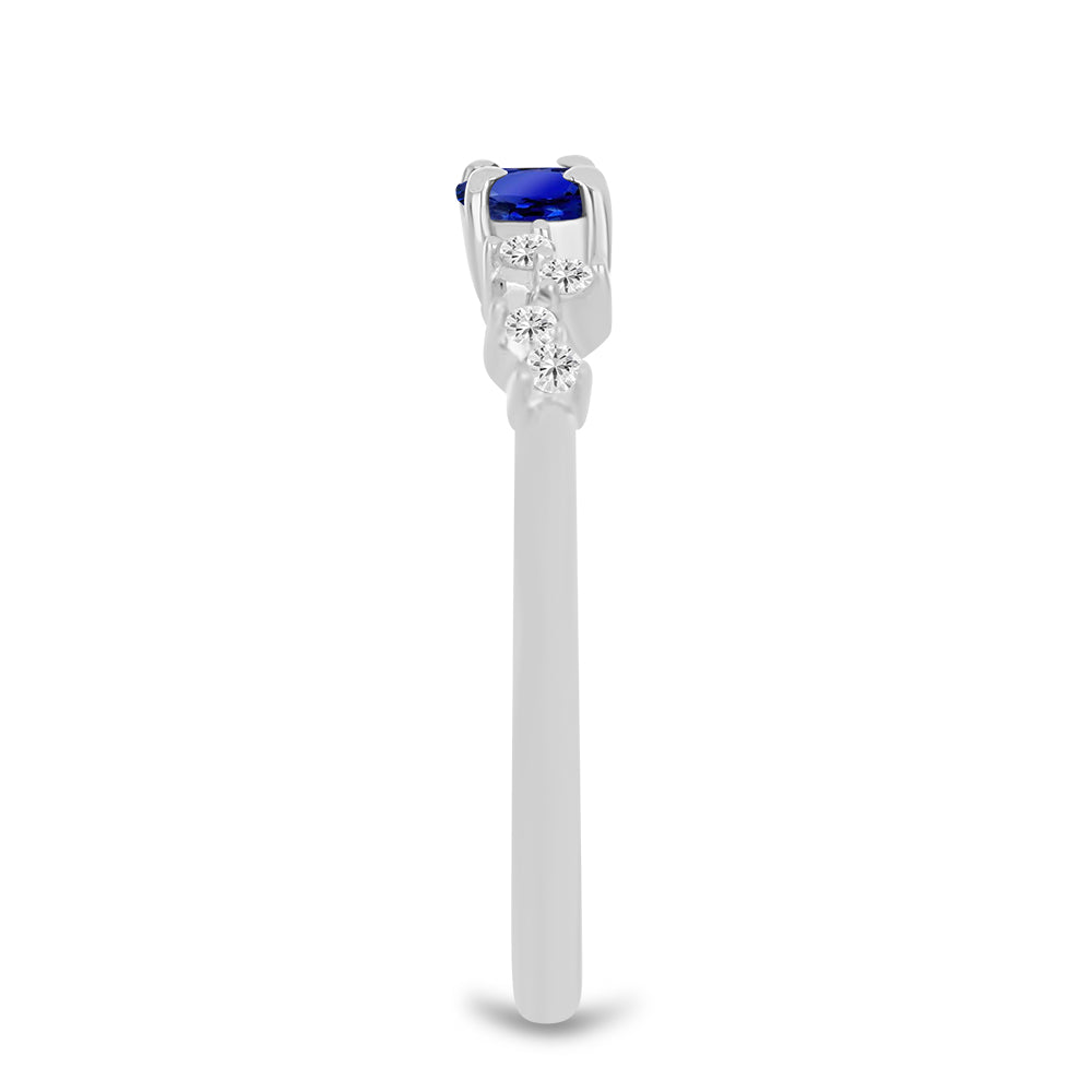 Anillo de Plata con Zafiro Azul Australiano y Topacio Blanco 8 