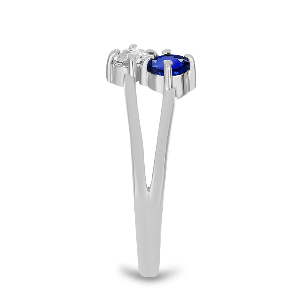 Anillo de Plata con Zafiro Azul Australiano y Topacio Blanco 8 