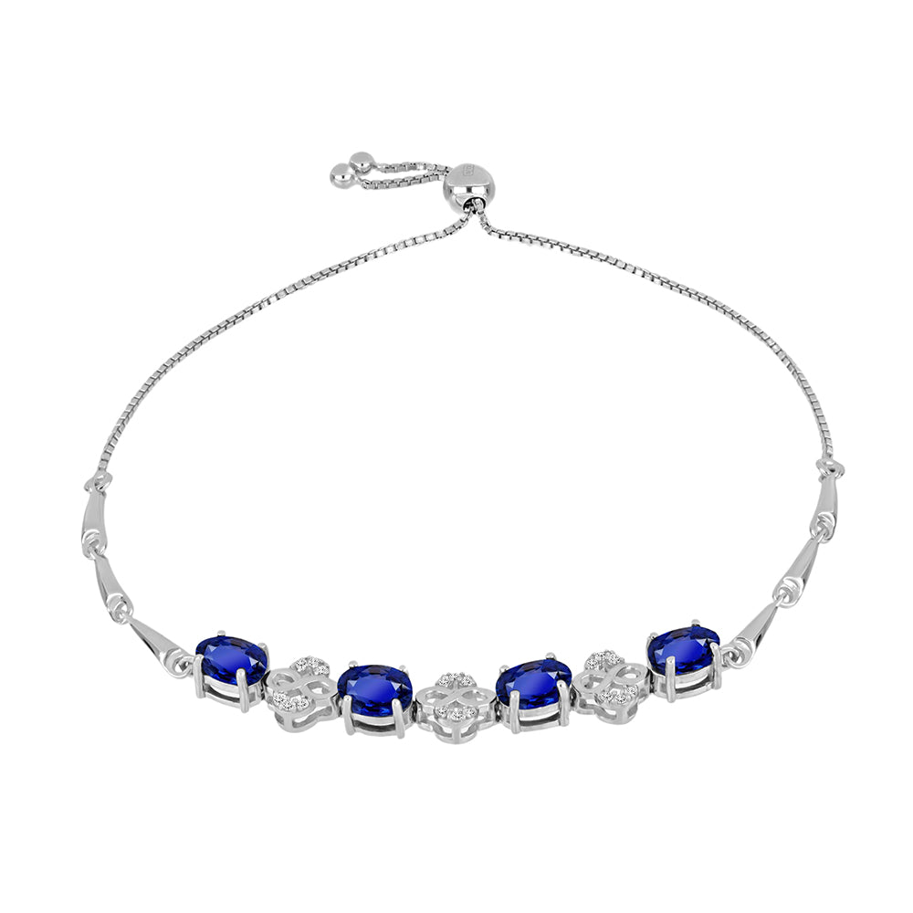 Pulsera de Plata con Zafiro Azul Australiano y Topacio Blanco