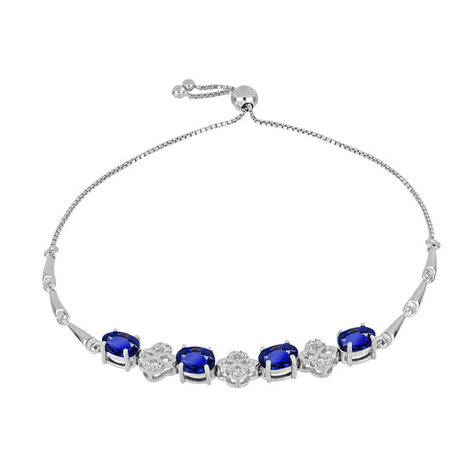 Pulsera de Plata con Zafiro Azul Australiano y Topacio Blanco