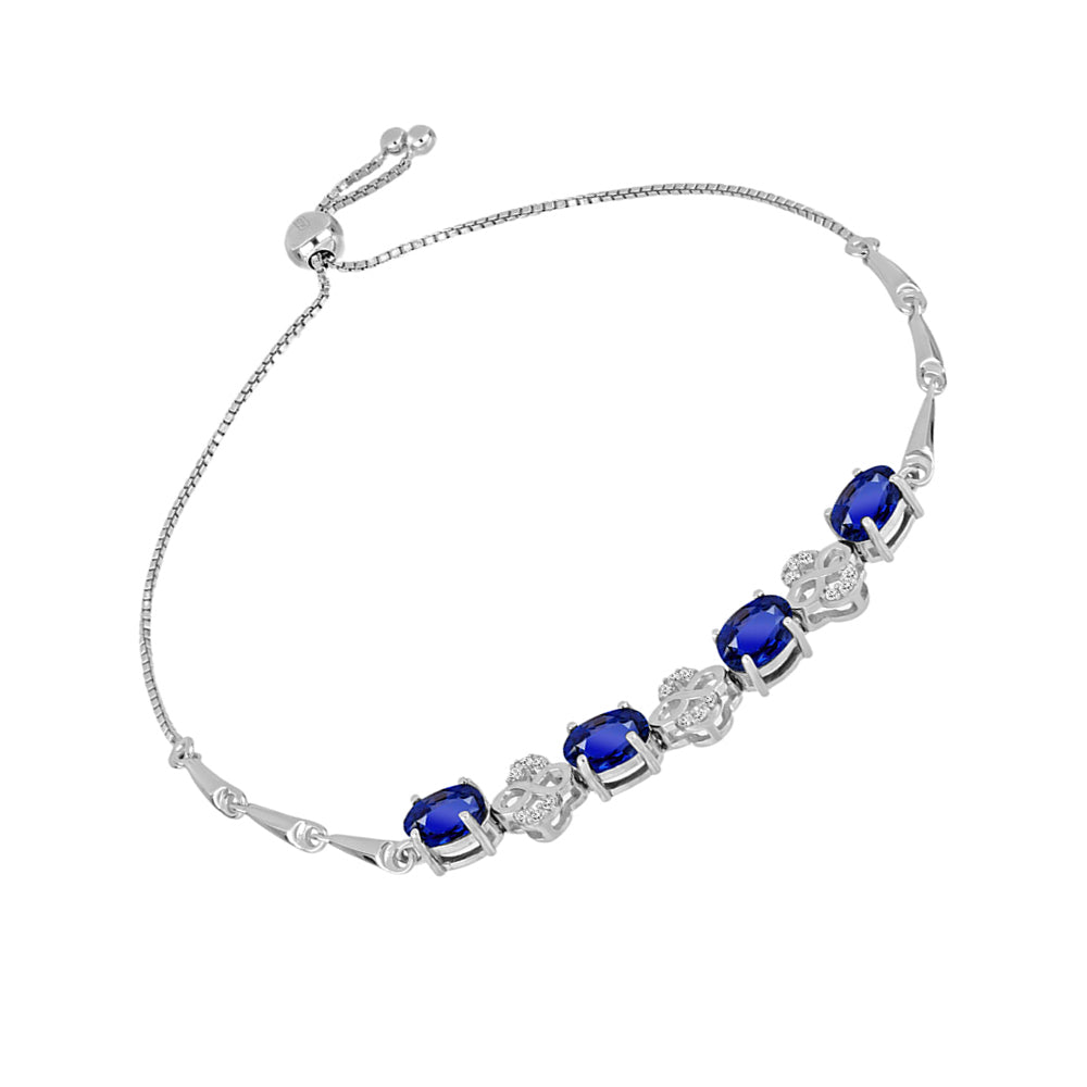 Pulsera de Plata con Zafiro Azul Australiano y Topacio Blanco 2 