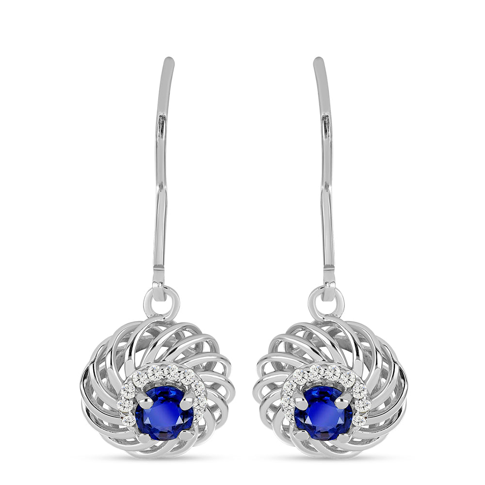 Pendientes de Plata con Zafiro Azul Australiano y Topacio Blanco