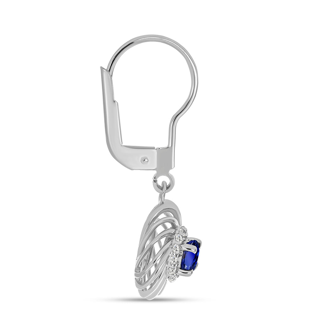 Pendientes de Plata con Zafiro Azul Australiano y Topacio Blanco 4 