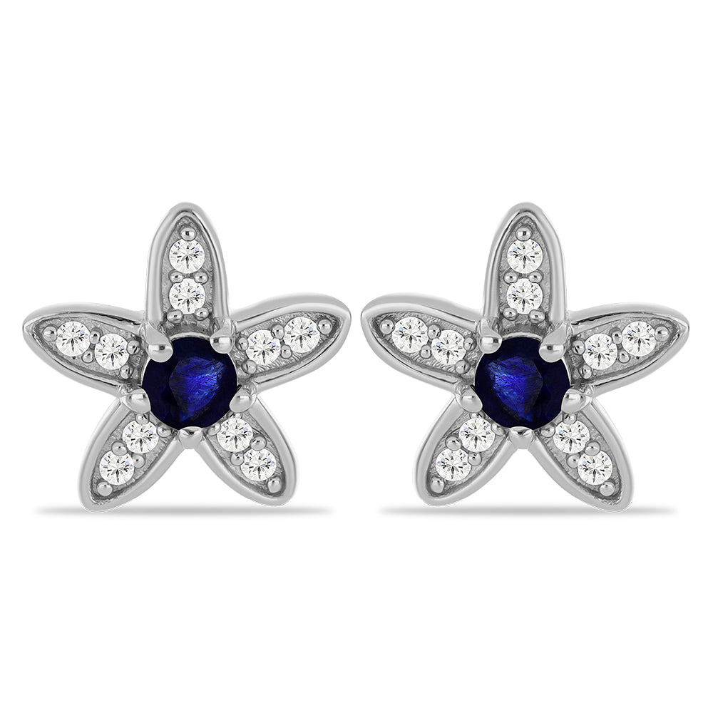 Pendientes de Plata con Zafiro Azul Australiano y Topacio Blanco 1 