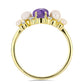 Anillo de Plata Bañada en Oro con Charoita y Perla de Agua Dulce