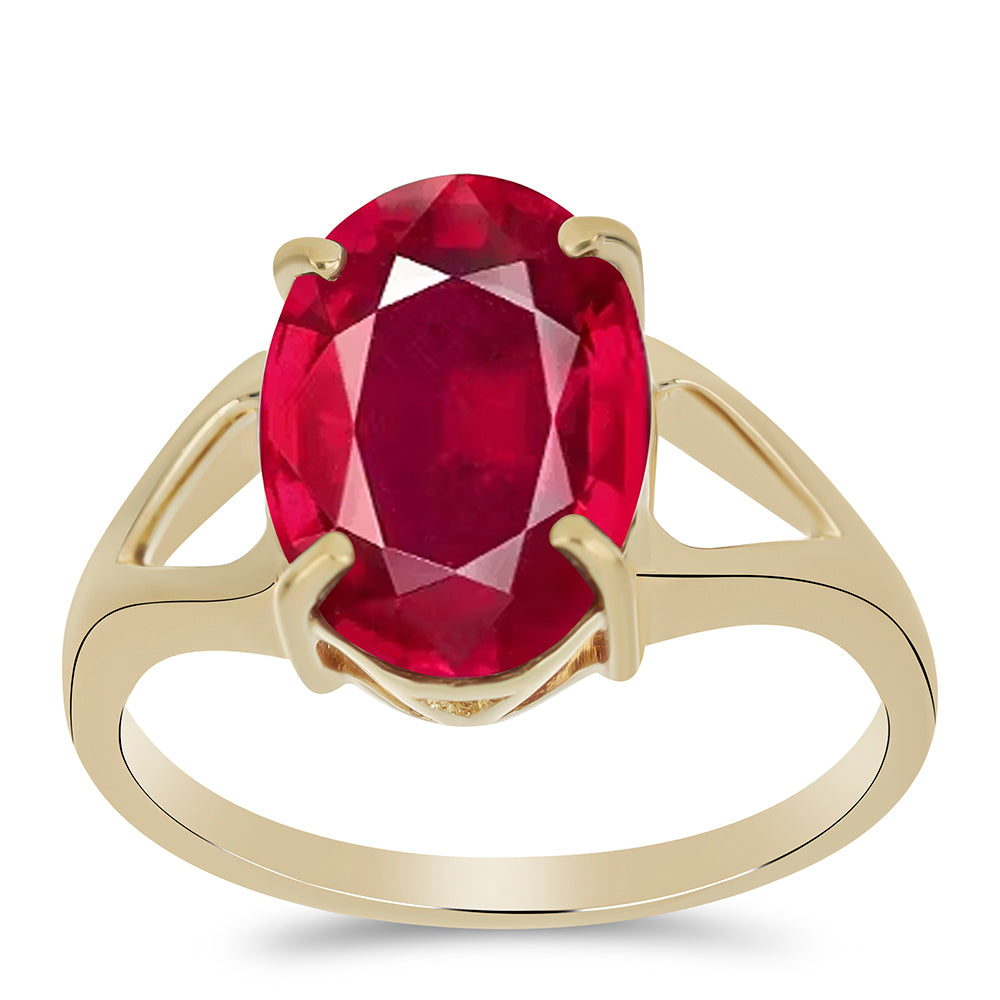 Anillo de Plata Bañada en Oro con Rubí de Madagascar 3 