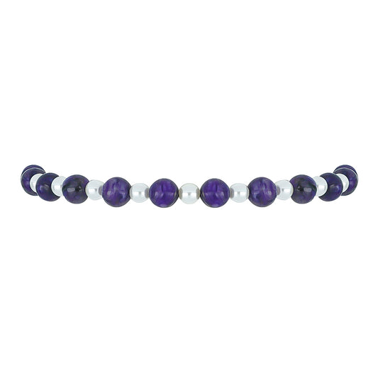 Pulsera de Plata Bañada en Oro con Charoita y Perla de Agua Dulce