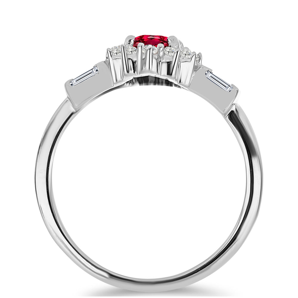 Anillo de Plata con Rubelita de Cruzeiro y Zircón Blanco 2 