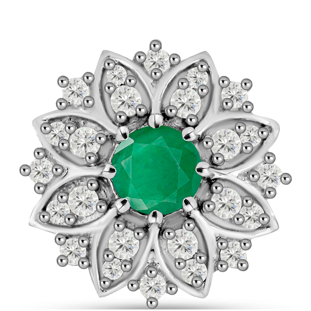 Colgante de Plata con Esmeralda de Brasil y Topacio Blanco 1 
