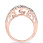 Anillo de Plata Bañada en Oro Rosa con Diamante Rosa Danzantes y Topacio Blanco