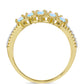 Anillo de Plata Bañada en Oro con Piedra Lunar Arco Iris y Topacio Blanco