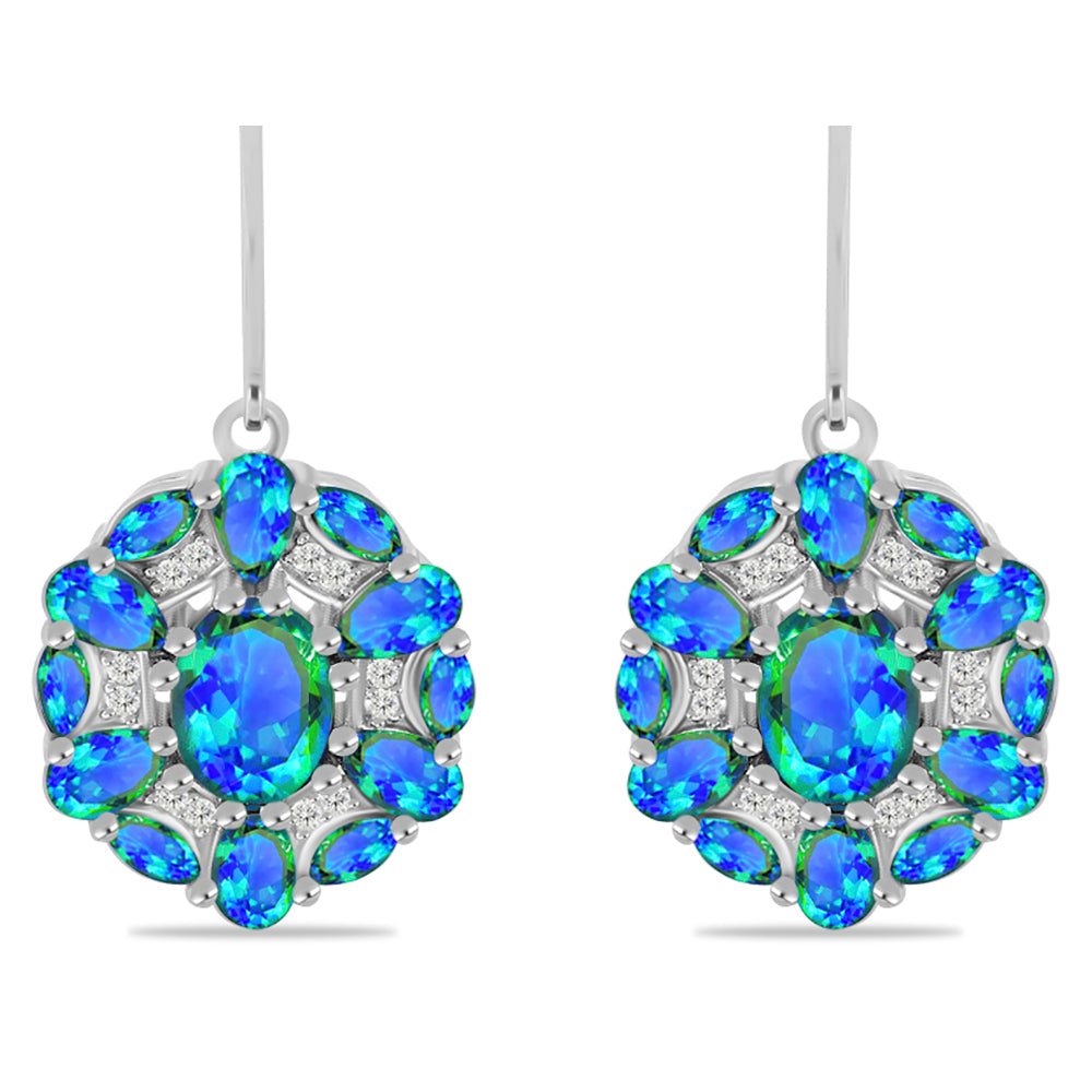 Pendientes de Plata con Cuarzo Pavo Real y Topacio Blanco 1 