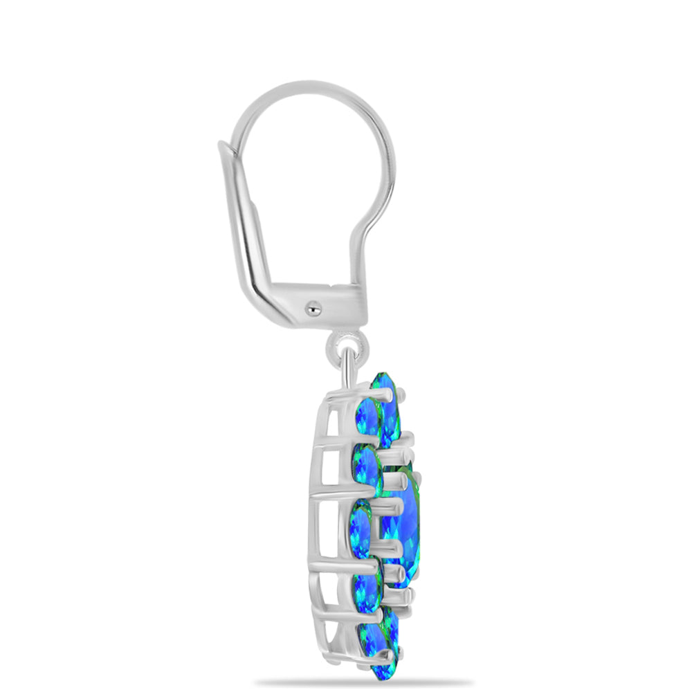 Pendientes de Plata con Cuarzo Pavo Real y Topacio Blanco 2 