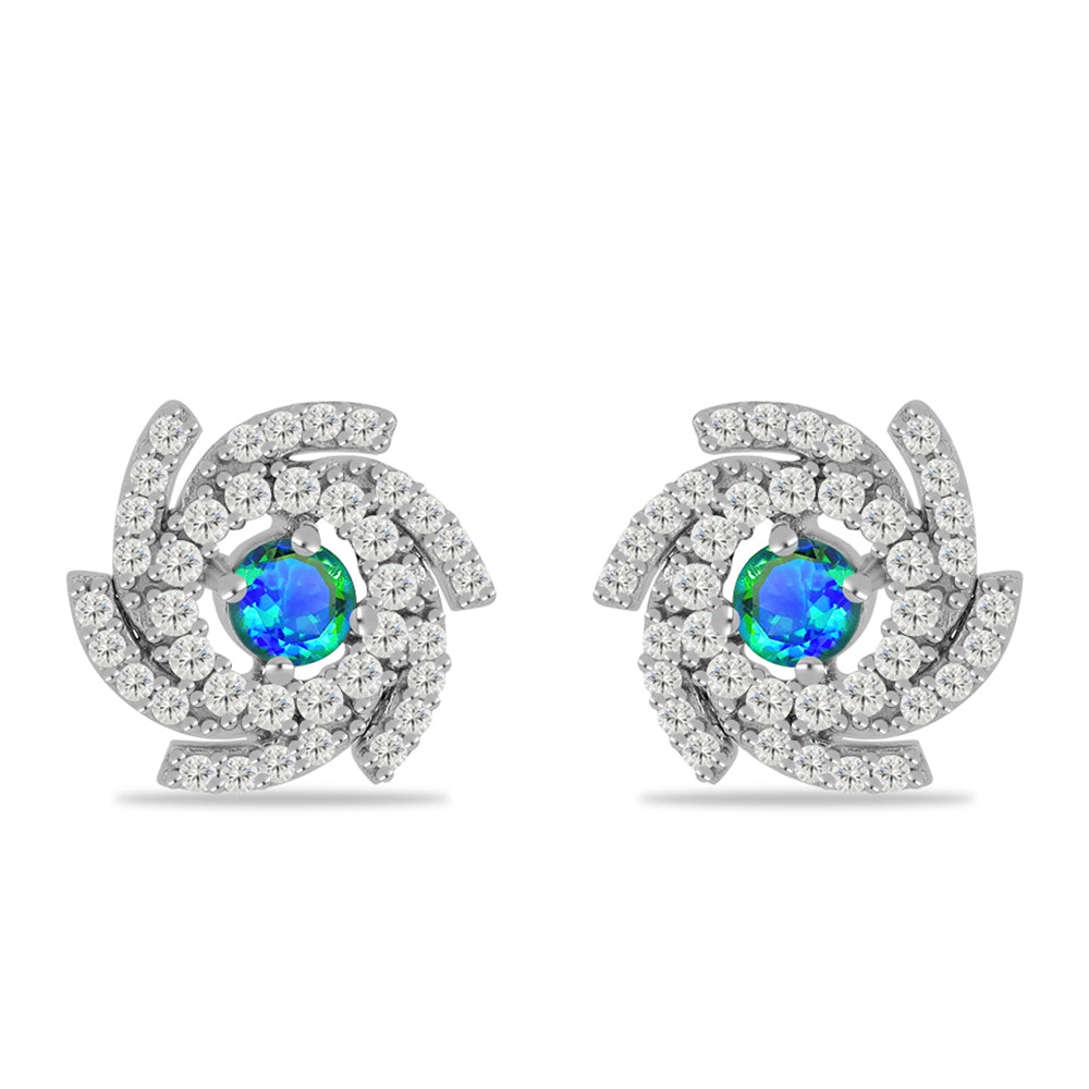 Pendientes de Plata con Cuarzo Pavo Real y Topacio Blanco 1 