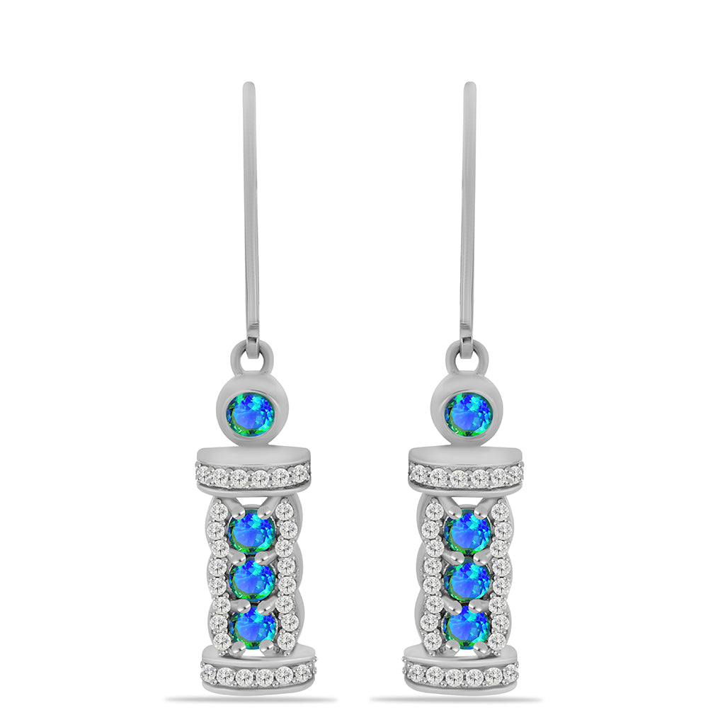 Pendientes de Plata con Cuarzo Pavo Real y Topacio Blanco 1 