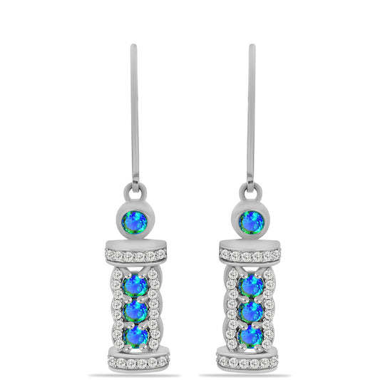 Pendientes de Plata con Cuarzo Pavo Real y Topacio Blanco