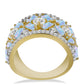Anillo de Plata Bañada en Oro con Piedra Lunar Arco Iris y Topacio Blanco