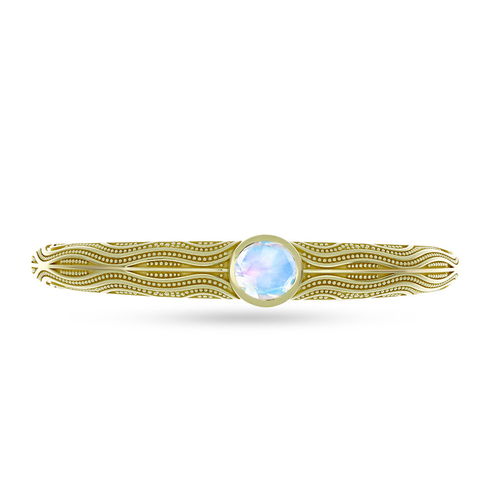 Pulsera de Plata Bañada en Oro con Piedra Lunar Arco Iris