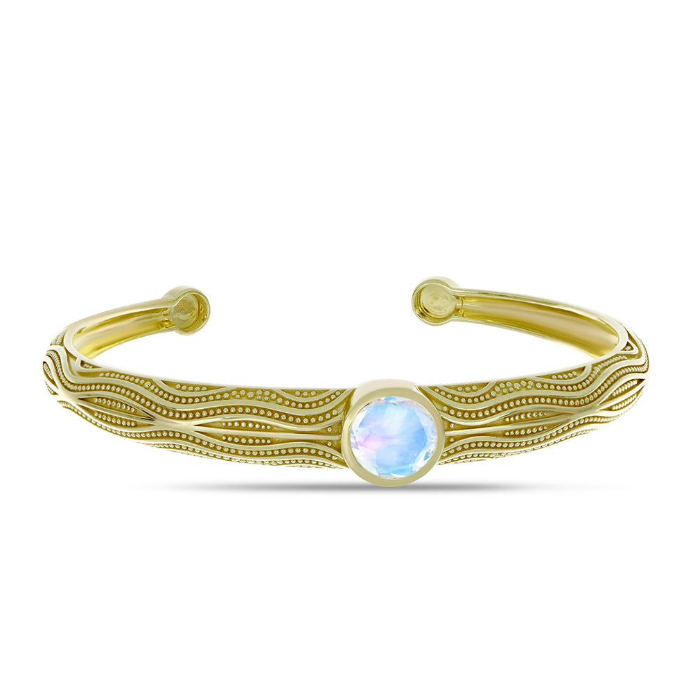 Pulsera de Plata Bañada en Oro con Piedra Lunar Arco Iris 1 